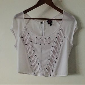 Sheer Lace Up Top Sz S